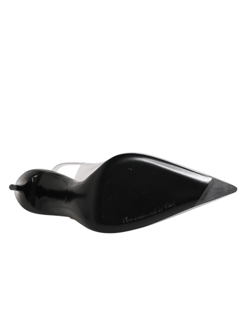 Dolce & Gabbana Black Leather Clear PVC Slingback Pumps Shoes - Beyzy Store - Dolce & Gabbana