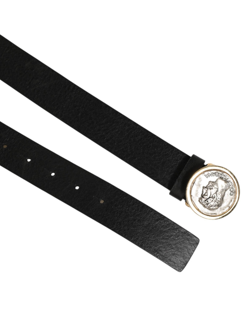 Dolce & Gabbana Black Leather Coin Buckle Classic Men Belt - Beyzy Store - Dolce & Gabbana