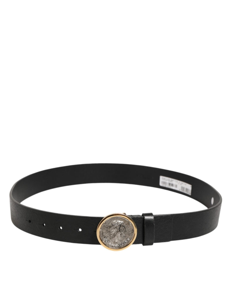 Dolce & Gabbana Black Leather Coin Buckle Classic Men Belt - Beyzy Store - Dolce & Gabbana