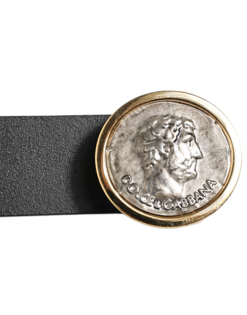 Dolce & Gabbana Black Leather Coin Buckle Classic Men Belt - Beyzy Store - Dolce & Gabbana