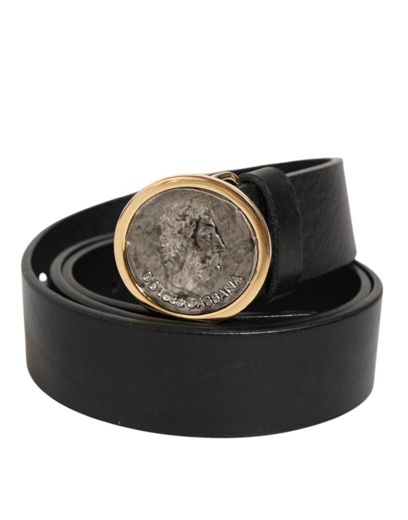 Dolce & Gabbana Black Leather Coin Buckle Classic Men Belt - Beyzy Store - Dolce & Gabbana