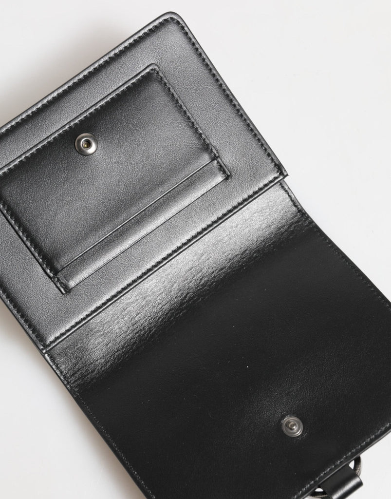 Dolce & Gabbana Black Leather Crystal Embellished Card Holder Wallet - Beyzy Store - Dolce & Gabbana