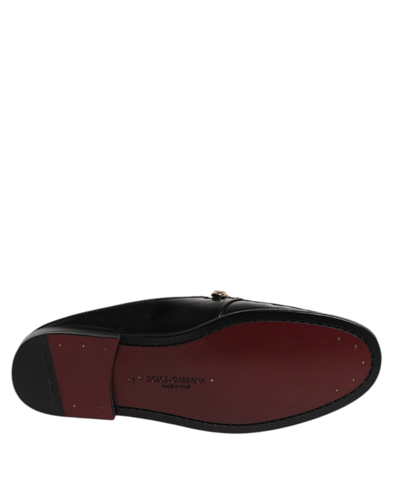 Dolce & Gabbana Black Leather DG Chain Embellished Sandals Shoes - Beyzy Store - Dolce & Gabbana