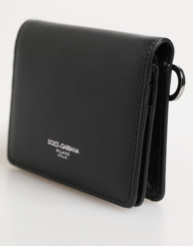 Dolce & Gabbana Black Leather DG Logo Bifold Card Holder Men Borse Wallet - Beyzy Store - Dolce & Gabbana