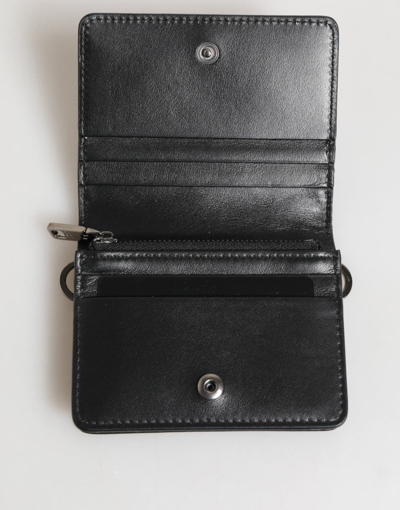Dolce & Gabbana Black Leather DG Logo Bifold Card Holder Men Borse Wallet - Beyzy Store - Dolce & Gabbana
