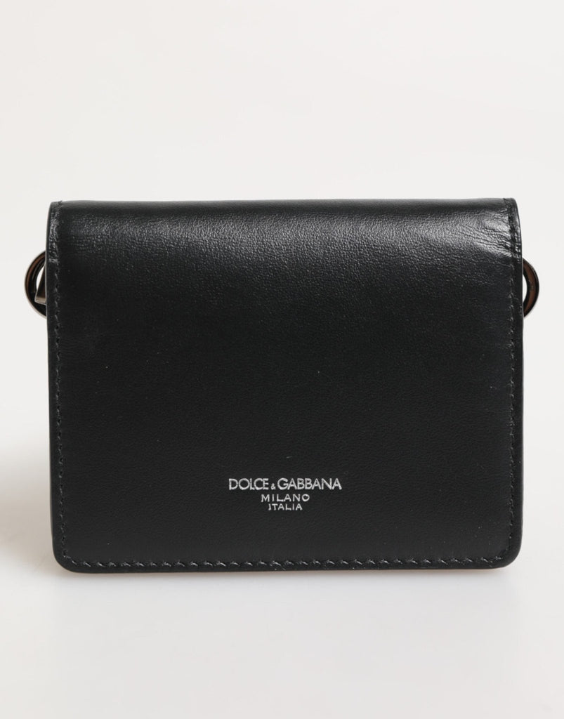 Dolce & Gabbana Black Leather DG Logo Bifold Card Holder Men Borse Wallet - Beyzy Store - Dolce & Gabbana