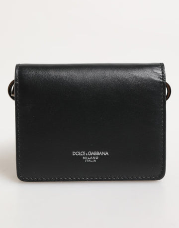 Dolce & Gabbana Black Leather DG Logo Bifold Card Holder Men Borse Wallet - Beyzy Store - Dolce & Gabbana