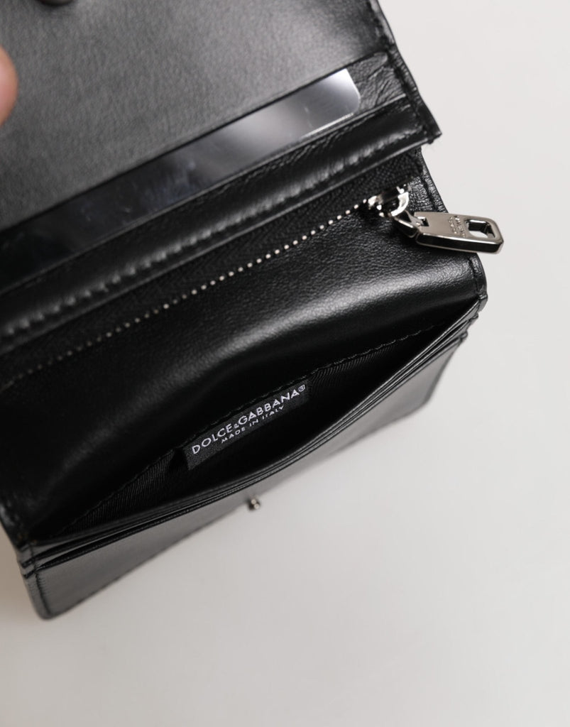Dolce & Gabbana Black Leather DG Logo Bifold Card Holder Men Borse Wallet - Beyzy Store - Dolce & Gabbana