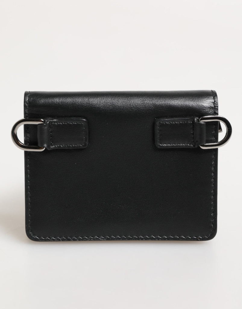 Dolce & Gabbana Black Leather DG Logo Bifold Card Holder Men Borse Wallet - Beyzy Store - Dolce & Gabbana