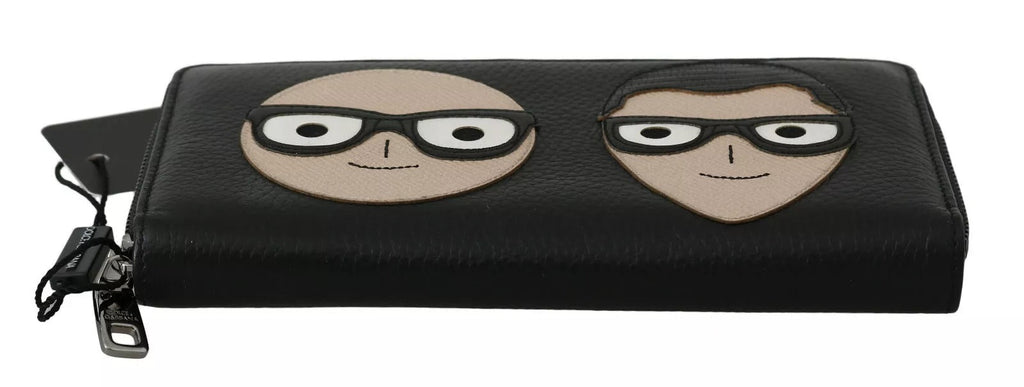 Dolce & Gabbana Black Leather DGFAMILY Zipper Continental Mens Wallet - Beyzy Store - Dolce & Gabbana