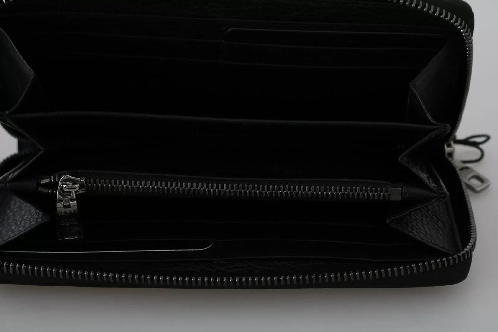 Dolce & Gabbana Black Leather DGFAMILY Zipper Continental Mens Wallet - Beyzy Store - Dolce & Gabbana