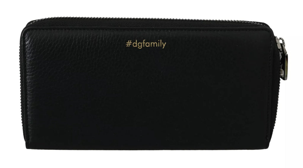 Dolce & Gabbana Black Leather DGFAMILY Zipper Continental Mens Wallet - Beyzy Store - Dolce & Gabbana