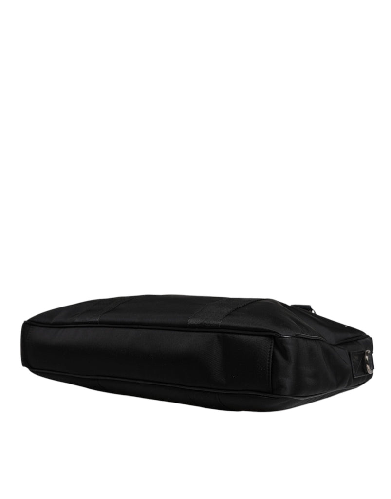 Dolce & Gabbana Black Leather Document Briefcase Top Handle Bag - Beyzy Store - Dolce & Gabbana