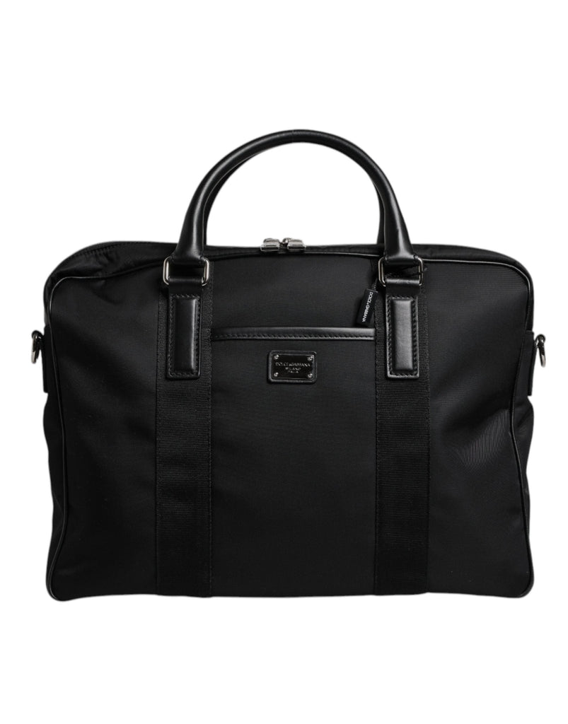 Dolce & Gabbana Black Leather Document Briefcase Top Handle Bag - Beyzy Store - Dolce & Gabbana