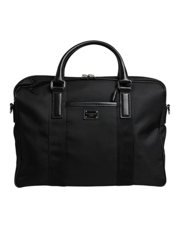 Dolce & Gabbana Black Leather Document Briefcase Top Handle Bag - Beyzy Store - Dolce & Gabbana