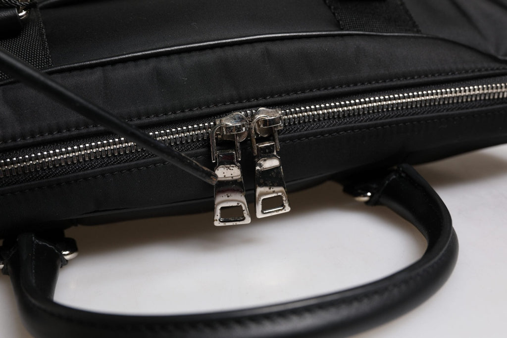 Dolce & Gabbana Black Leather Document Briefcase Top Handle Bag - Beyzy Store - Dolce & Gabbana