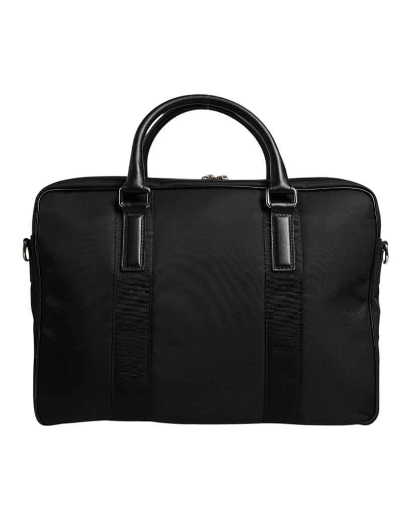 Dolce & Gabbana Black Leather Document Briefcase Top Handle Bag - Beyzy Store - Dolce & Gabbana