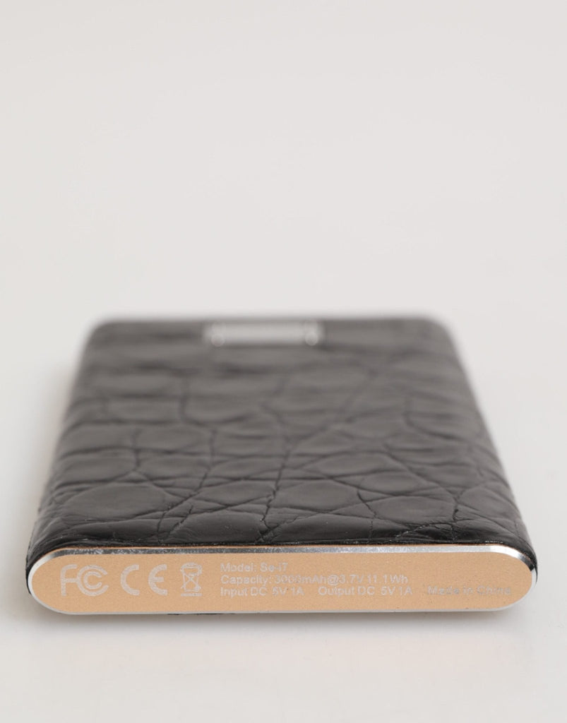 Dolce & Gabbana Black Leather Exotic Skin 3000mAh Power Bank Charger USB - Beyzy Store - Dolce & Gabbana