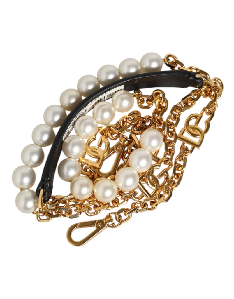 Dolce & Gabbana Black Leather Gold Chain Bag Accessory Shoulder Strap - Beyzy Store - Dolce & Gabbana