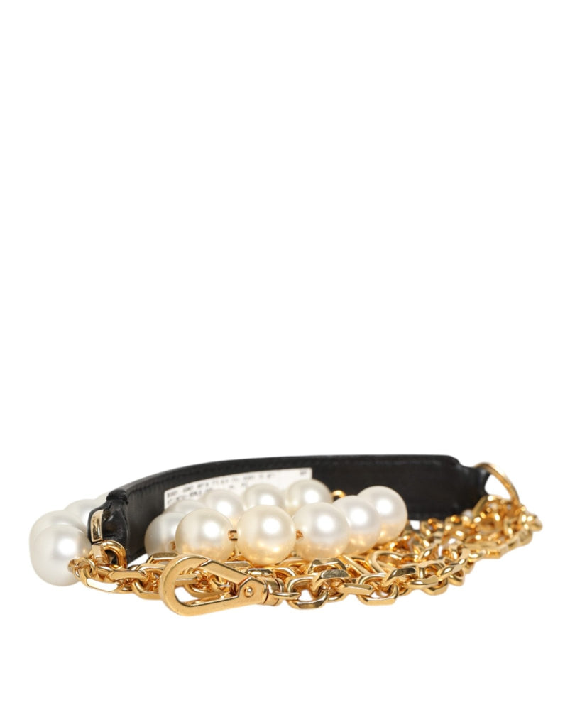 Dolce & Gabbana Black Leather Gold Chain Bag Accessory Shoulder Strap - Beyzy Store - Dolce & Gabbana