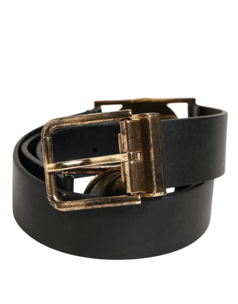 Dolce & Gabbana Black Leather Gold Silver Coin Buckle Belt - Beyzy Store - Dolce & Gabbana