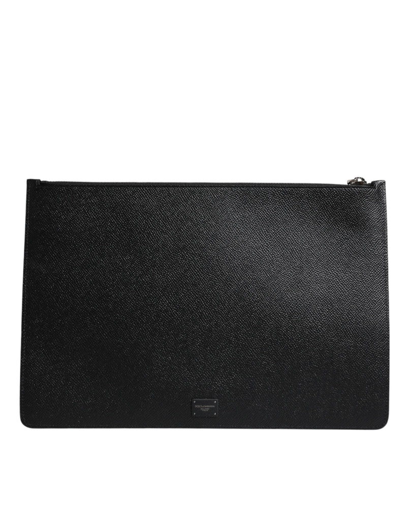 Dolce & Gabbana Black Leather Golden Pig Print Men Clutch Pouch Borse Bag - Beyzy Store - Dolce & Gabbana