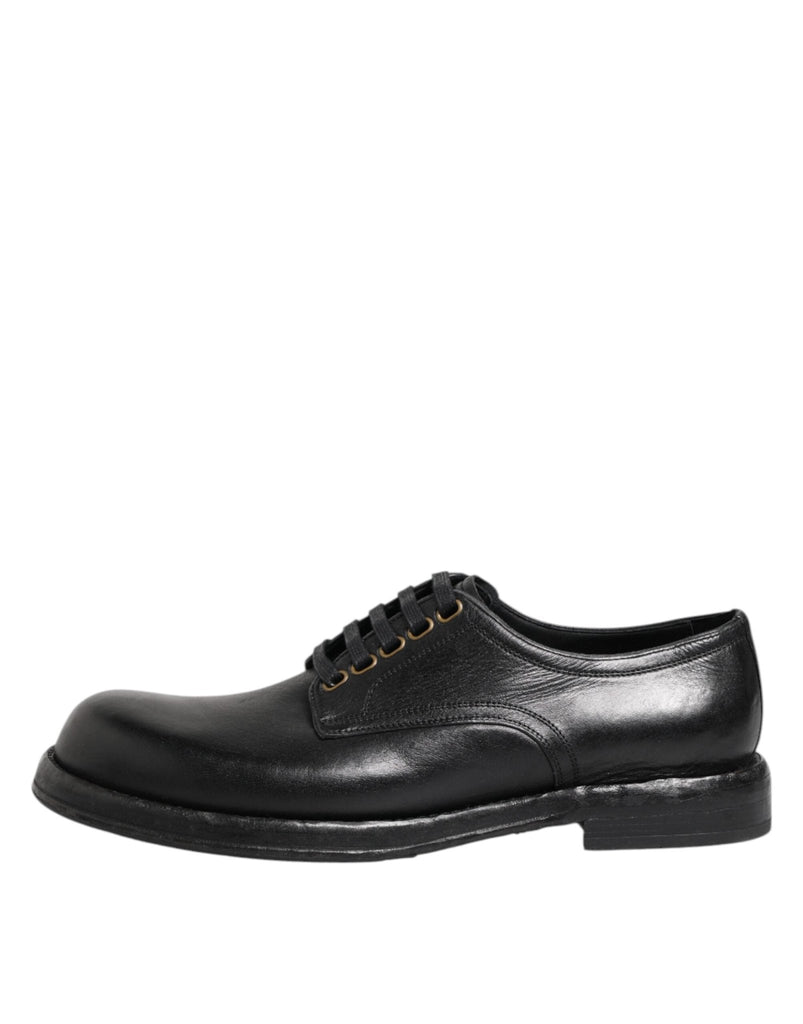 Dolce & Gabbana Black Leather Lace Up Derby Formal Shoes - Beyzy Store - Dolce & Gabbana