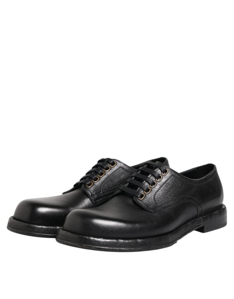 Dolce & Gabbana Black Leather Lace Up Derby Formal Shoes - Beyzy Store - Dolce & Gabbana
