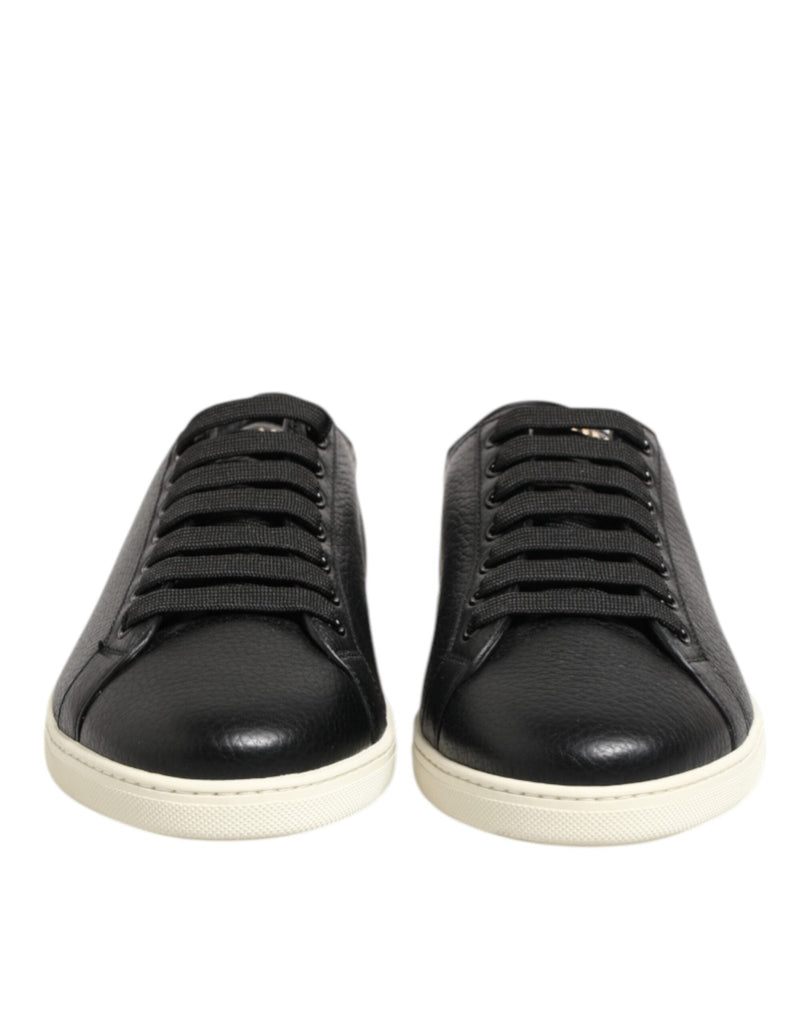 Dolce & Gabbana Black Leather Lace Up Low Top Sneakers Shoes - Beyzy Store - Dolce & Gabbana