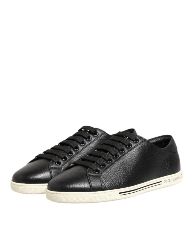 Dolce & Gabbana Black Leather Lace Up Low Top Sneakers Shoes - Beyzy Store - Dolce & Gabbana