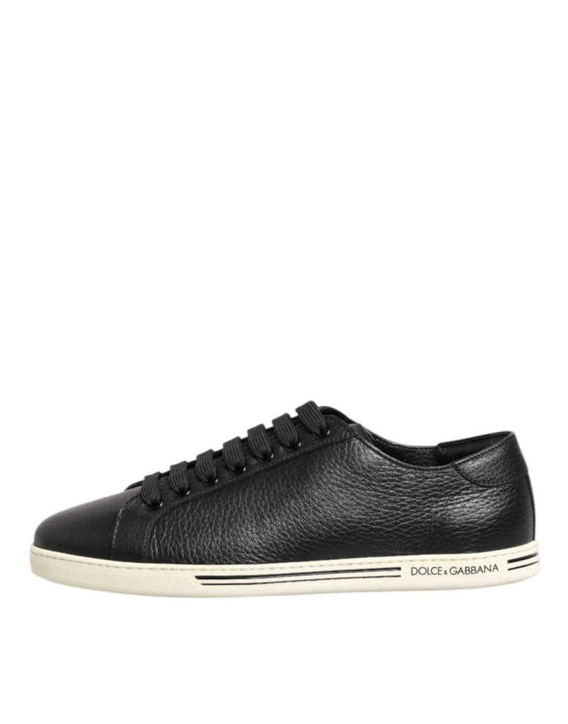 Dolce & Gabbana Black Leather Lace Up Low Top Sneakers Shoes - Beyzy Store - Dolce & Gabbana
