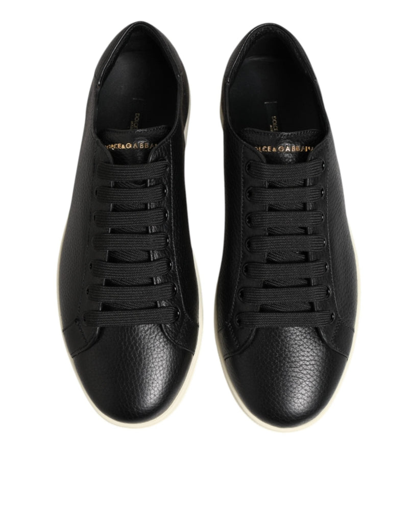 Dolce & Gabbana Black Leather Lace Up Low Top Sneakers Shoes - Beyzy Store - Dolce & Gabbana