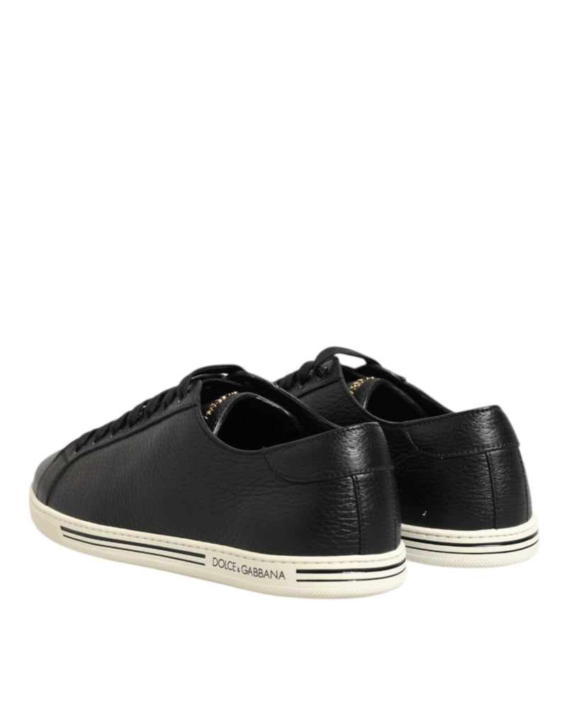 Dolce & Gabbana Black Leather Lace Up Low Top Sneakers Shoes - Beyzy Store - Dolce & Gabbana