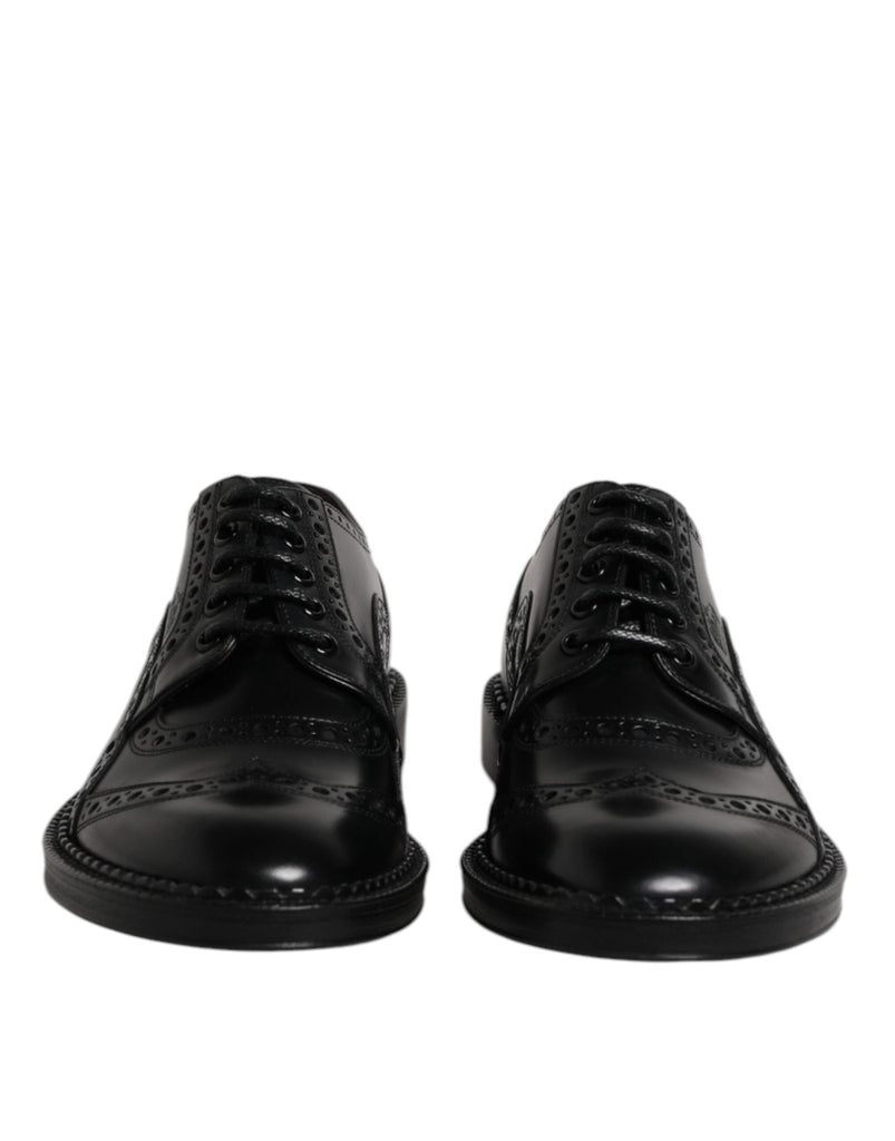 Dolce & Gabbana Black Leather Lace Up Men Derby Formal Shoes - Beyzy Store - Dolce & Gabbana