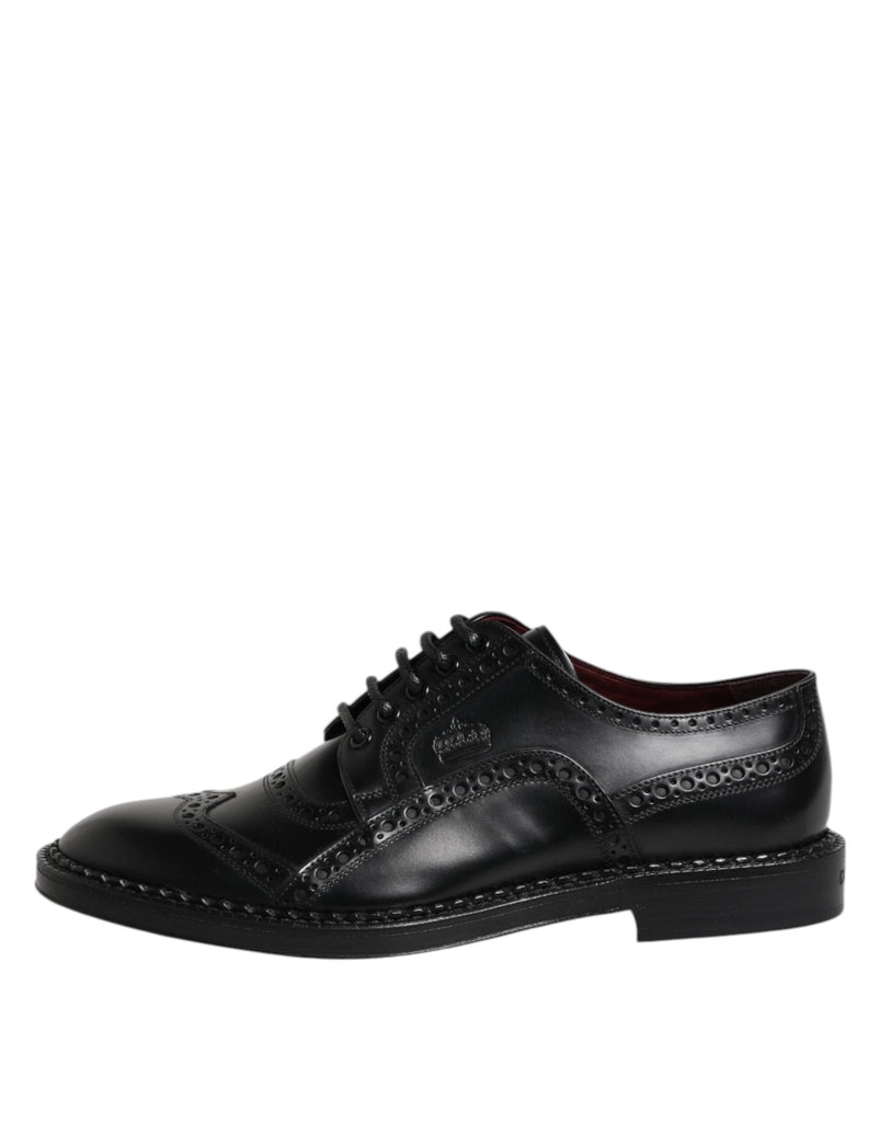 Dolce & Gabbana Black Leather Lace Up Men Derby Formal Shoes - Beyzy Store - Dolce & Gabbana