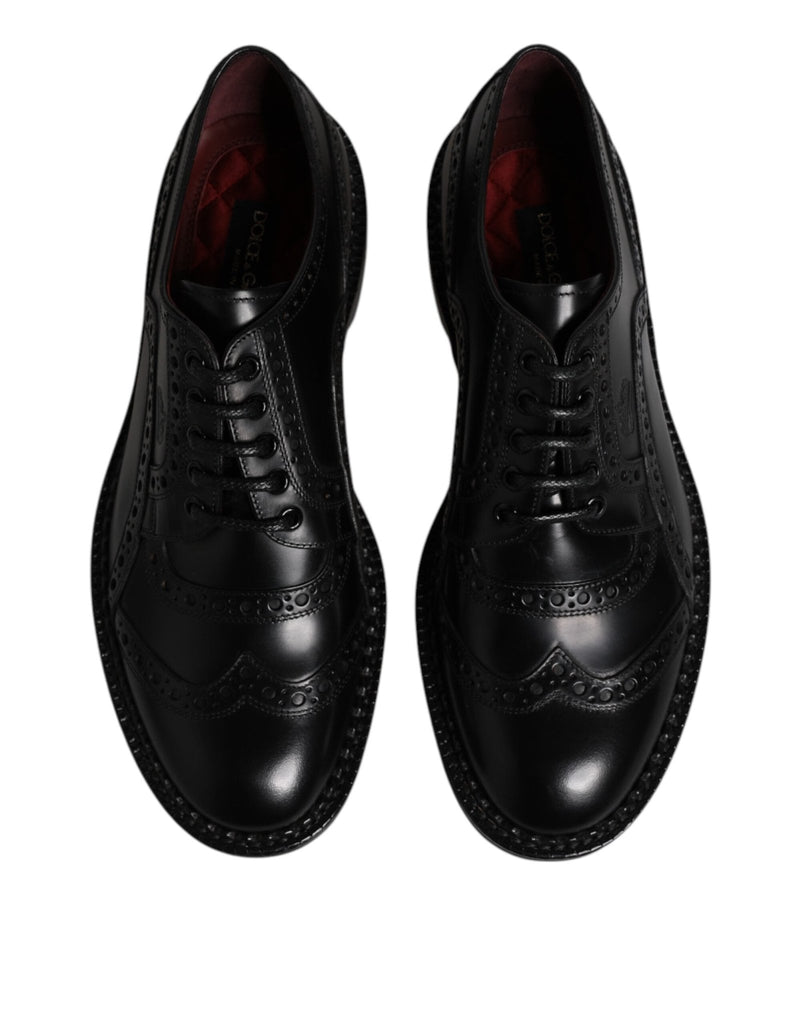 Dolce & Gabbana Black Leather Lace Up Men Derby Formal Shoes - Beyzy Store - Dolce & Gabbana