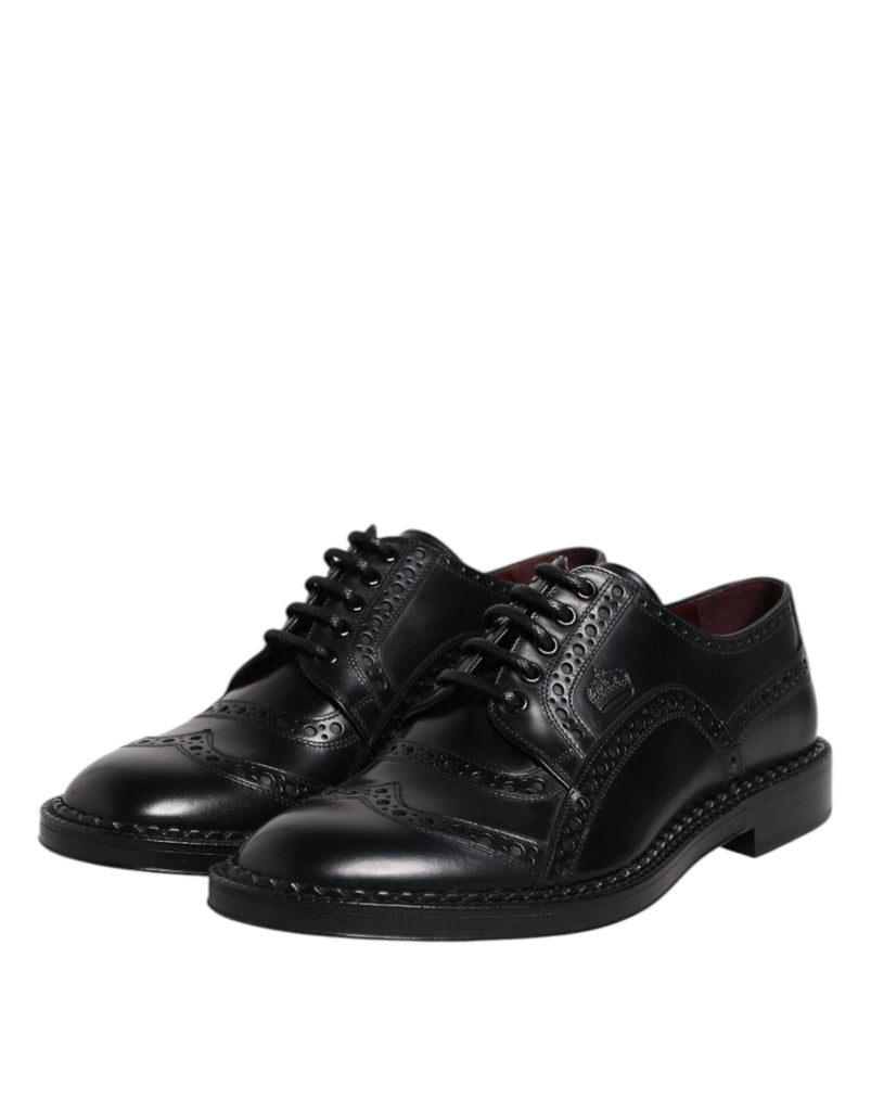 Dolce & Gabbana Black Leather Lace Up Men Derby Formal Shoes - Beyzy Store - Dolce & Gabbana
