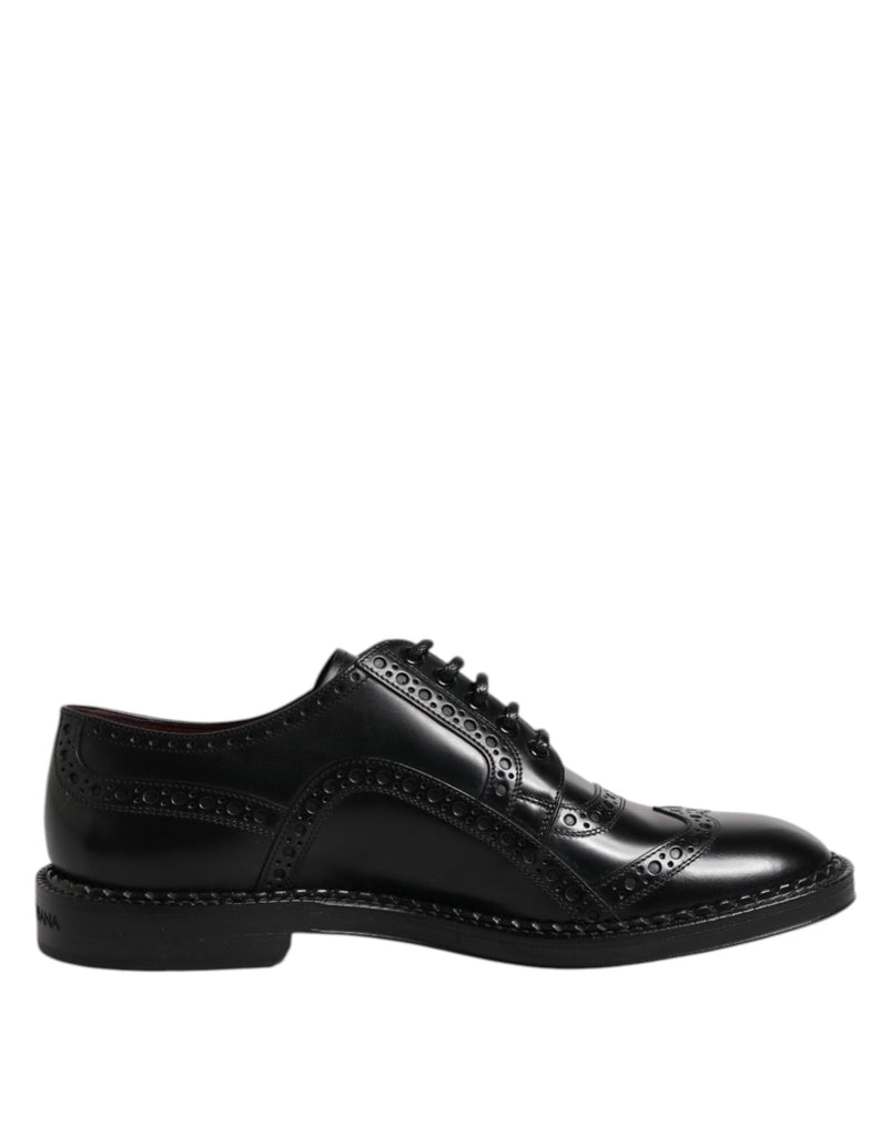 Dolce & Gabbana Black Leather Lace Up Men Derby Formal Shoes - Beyzy Store - Dolce & Gabbana