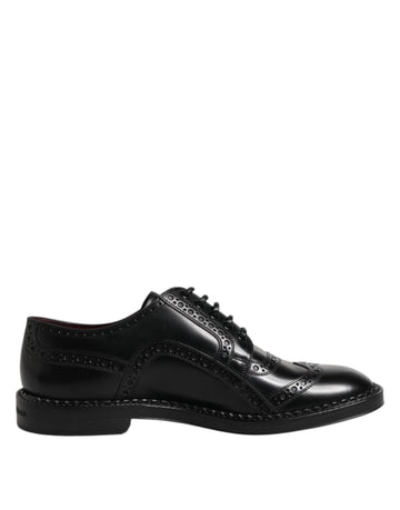 Dolce & Gabbana Black Leather Lace Up Men Derby Formal Shoes - Beyzy Store - Dolce & Gabbana