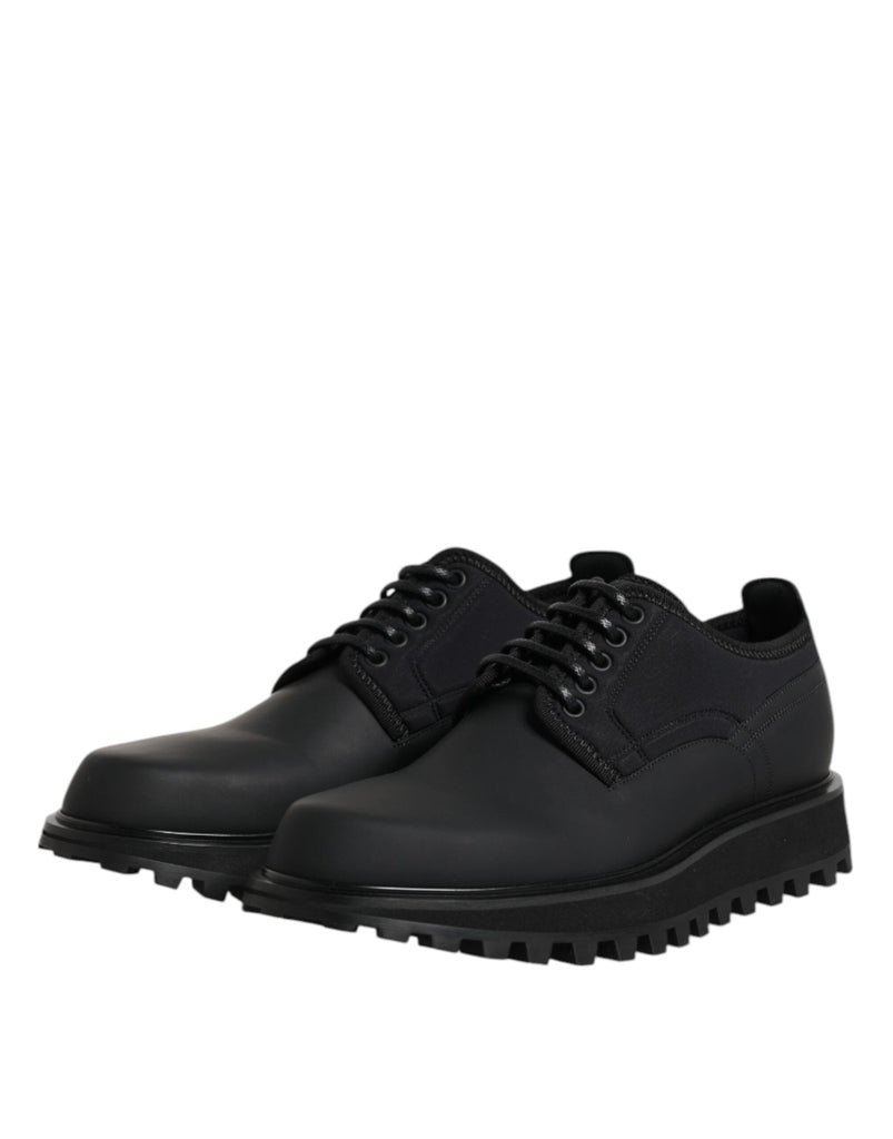 Dolce & Gabbana Black Leather Lace Up Trekking Dress Shoes - Beyzy Store - Dolce & Gabbana