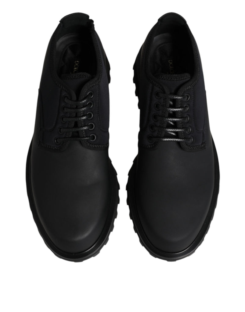 Dolce & Gabbana Black Leather Lace Up Trekking Dress Shoes - Beyzy Store - Dolce & Gabbana