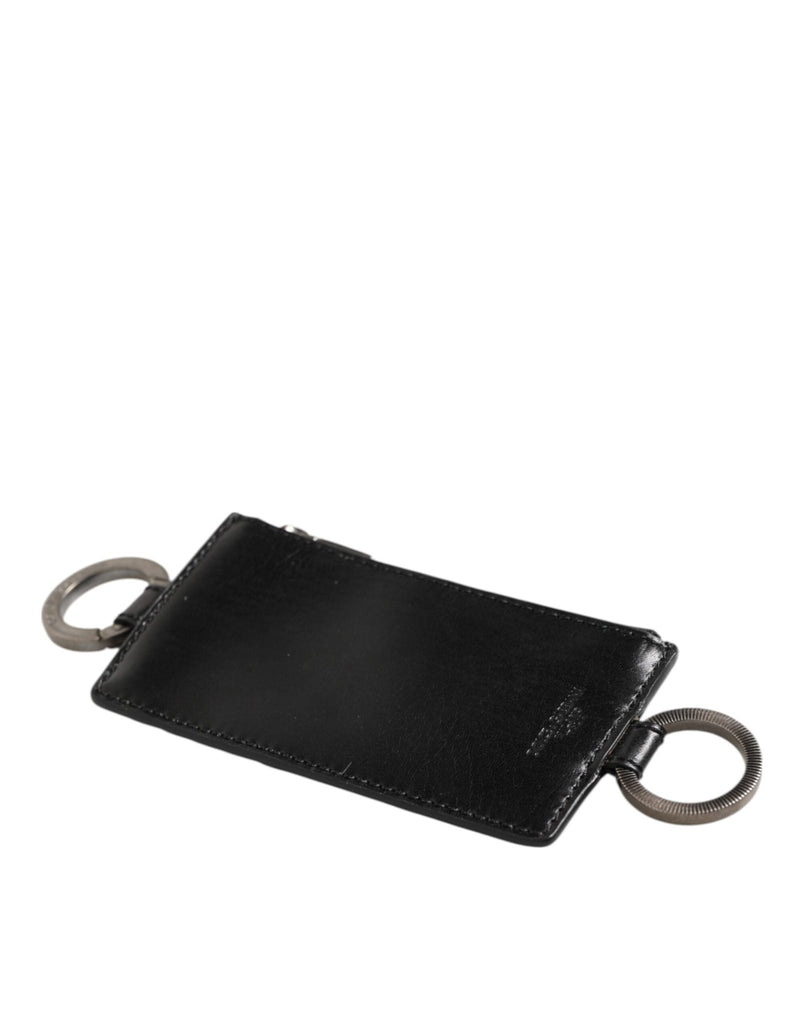 Dolce & Gabbana Black Leather Logo Embossed Lanyard Card Holde Wallet - Beyzy Store - Dolce & Gabbana