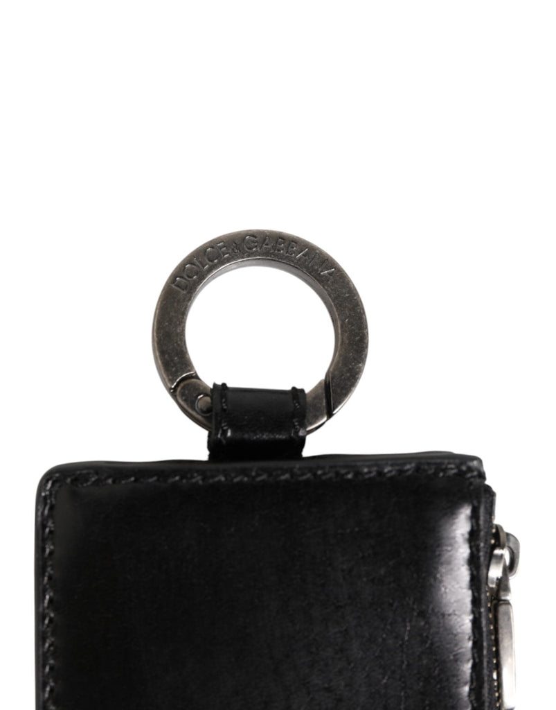 Dolce & Gabbana Black Leather Logo Embossed Lanyard Card Holde Wallet - Beyzy Store - Dolce & Gabbana