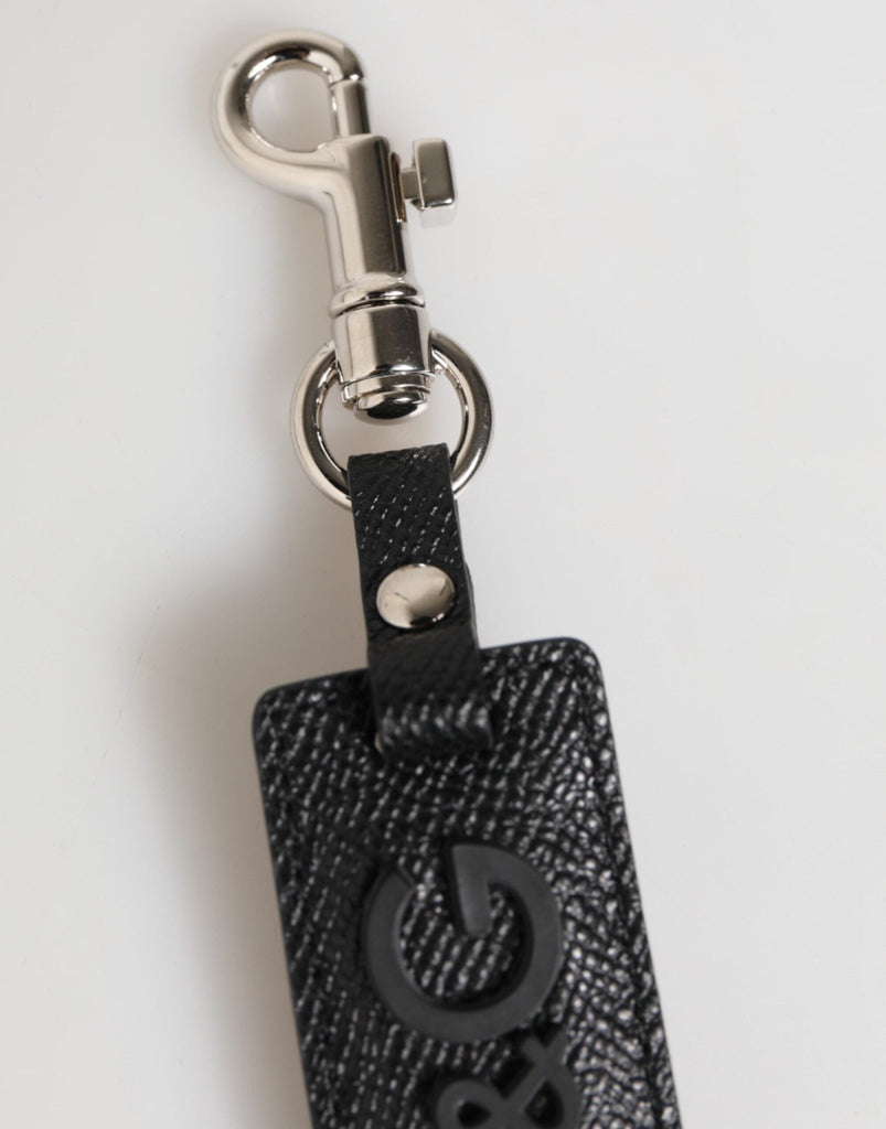 Dolce & Gabbana Black Leather Logo Metal Ring Keychain Holder Keyring - Beyzy Store - Dolce & Gabbana