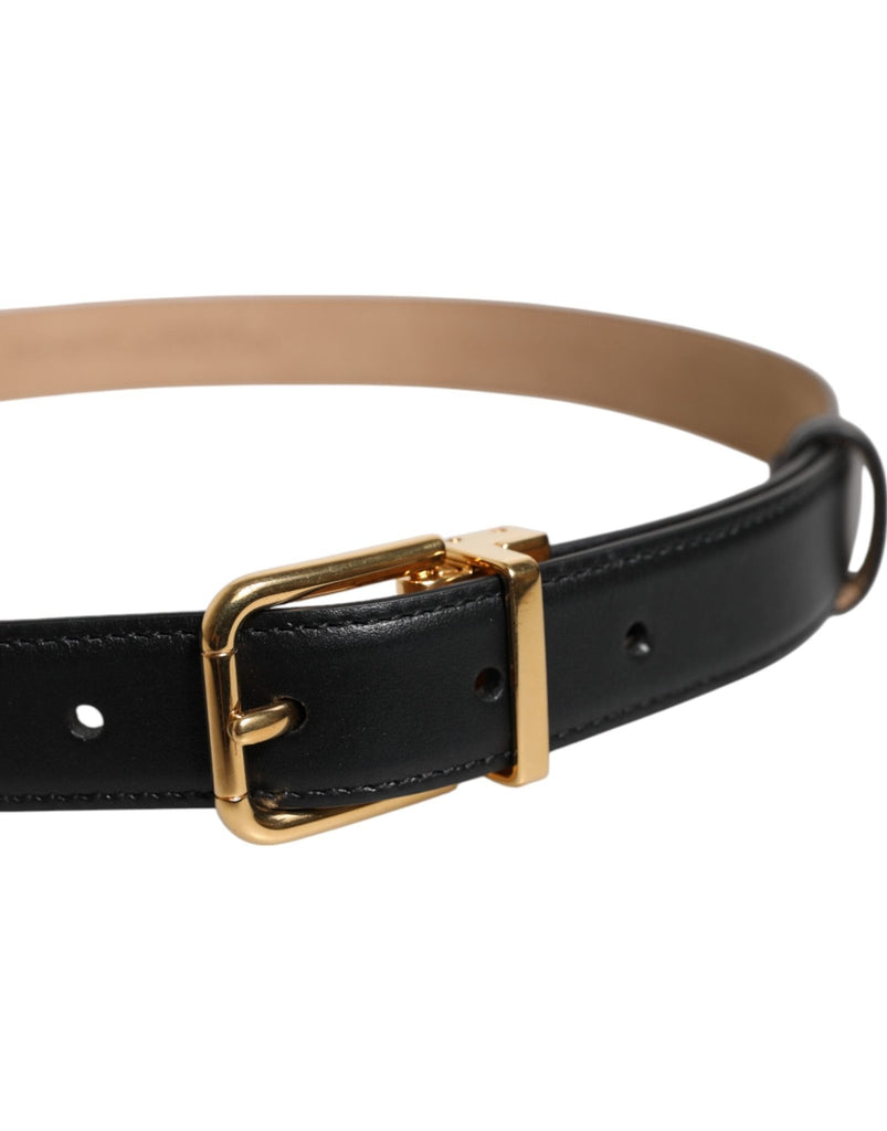 Dolce & Gabbana Black Leather Logo Metal Waist Buckle Belt - Beyzy Store - Dolce & Gabbana