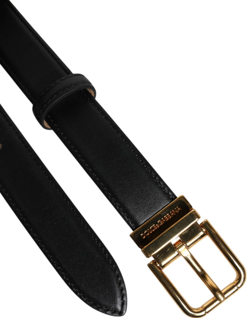 Dolce & Gabbana Black Leather Logo Metal Waist Buckle Belt - Beyzy Store - Dolce & Gabbana