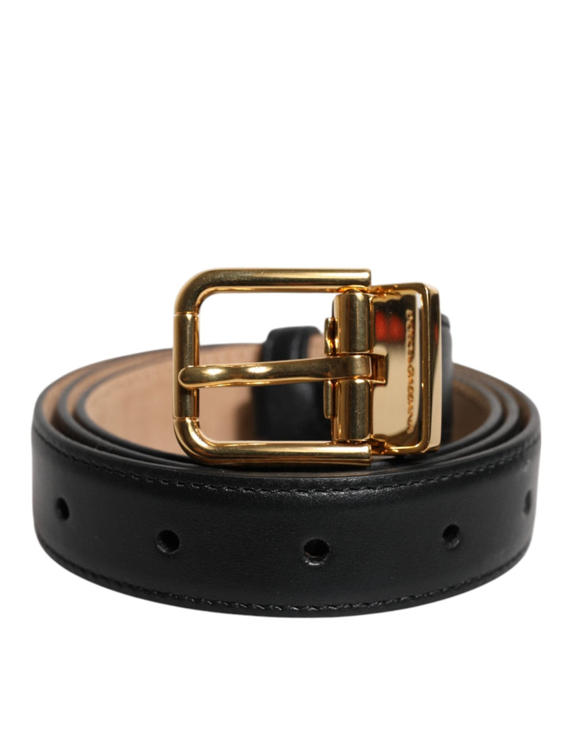 Dolce & Gabbana Black Leather Logo Metal Waist Buckle Belt - Beyzy Store - Dolce & Gabbana