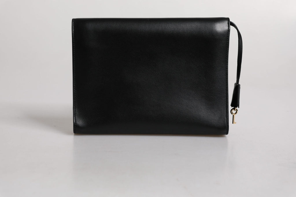 Dolce & Gabbana Black Leather Logo Plaque Document Briefcase Bag - Beyzy Store - Dolce & Gabbana