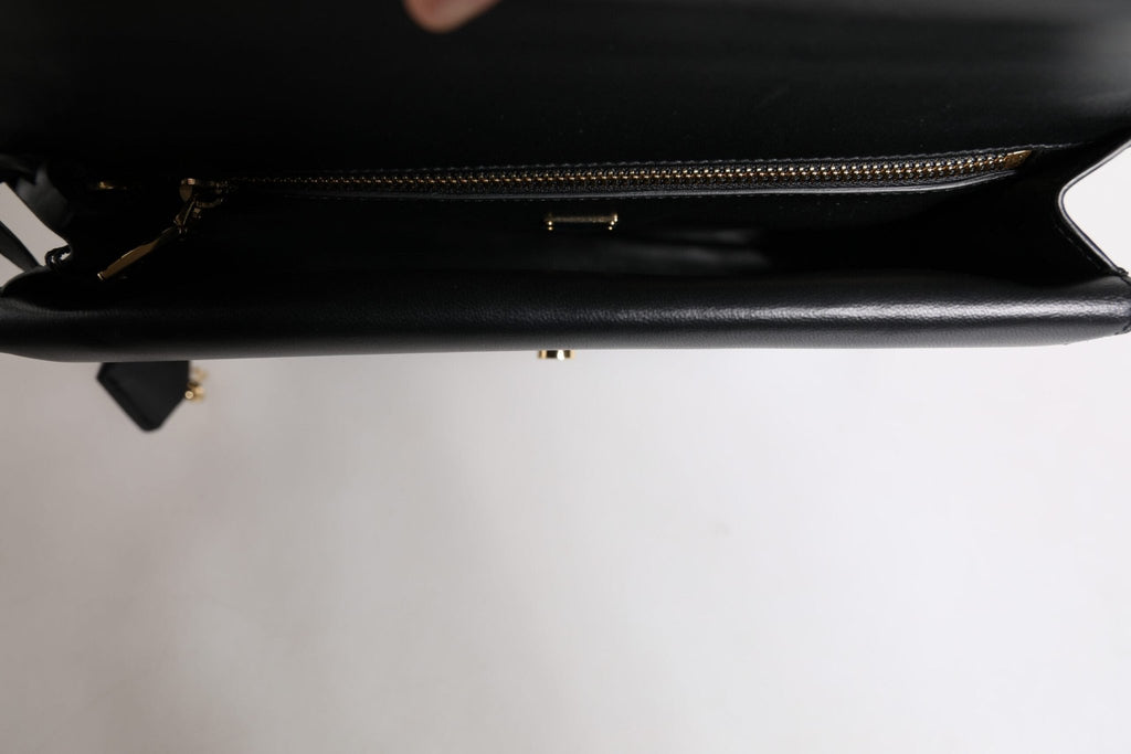 Dolce & Gabbana Black Leather Logo Plaque Document Briefcase Bag - Beyzy Store - Dolce & Gabbana