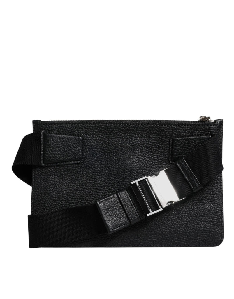 Dolce & Gabbana Black Leather Logo Plaque Purse Fanny Pack Bag - Beyzy Store - Dolce & Gabbana